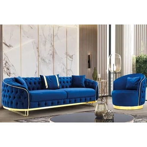 Chicago Gold 3 személyes chesterfield kanapé Kék