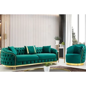 Chicago Gold 3 személyes chesterfield kanapé Méregzöld