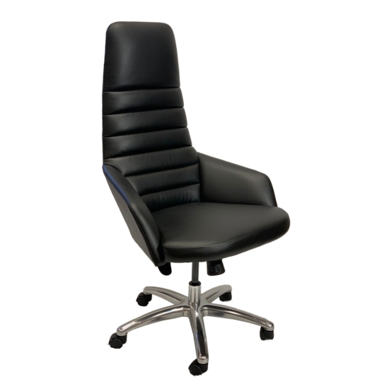 Morat05 Főnöki szék szinkron mechanikával és króm lábbal fekete műbőrrel