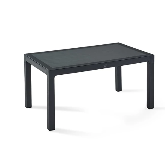 Fa hatású rattan asztal üveglappal 90x150 cm Antracit
