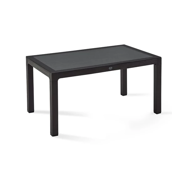 Fa hatású rattan asztal üveglappal 90x150 cm Barna