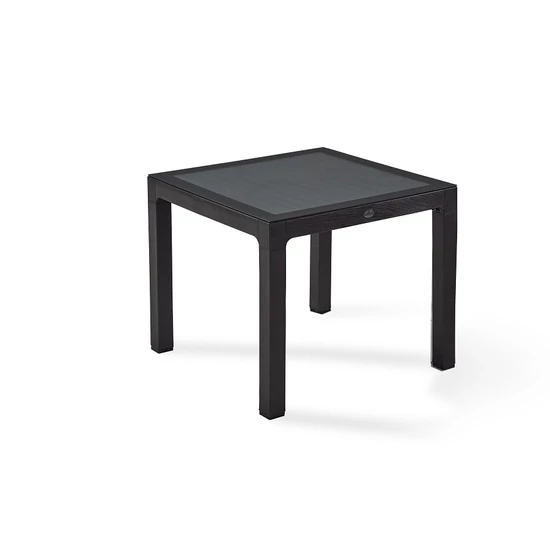 Fa hatású rattan asztal üveglappal 90x90 cm Barna