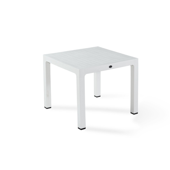 Fa hatású rattan asztal 90x90 cm Fehér