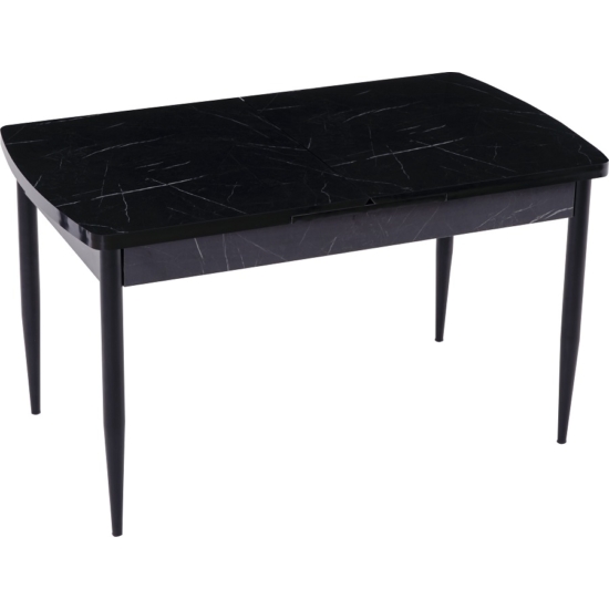Buse bővíthető étkezőasztal fekete sonata MDF lappal és fekete fém lábakkal 79x139 cm