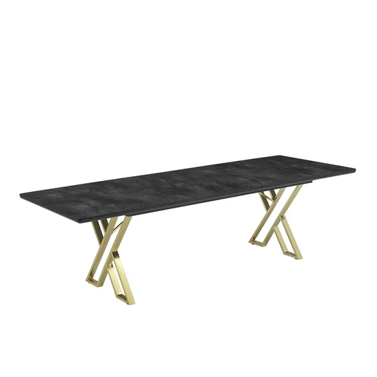 Leon Soft bővíthtő étkezőasztal lakk irony MDF lappal és arany fém lábakkal 92x160 cm (200 cm)