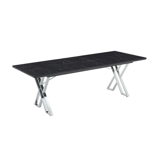 Leon Soft bővíthtő étkezőasztal lakk royal MDF lappal és ezüst fém lábakkal 92x160 cm (200 cm)