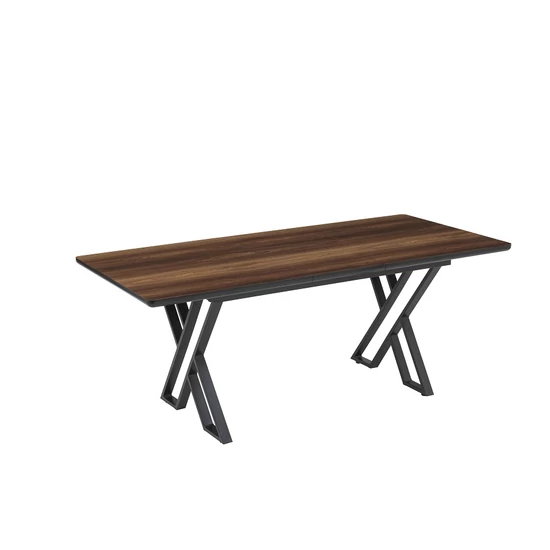 Leon Soft bővíthtő étkezőasztal lakk hazar MDF lappal és fekete fém lábakkal 92x160 cm (200 cm)