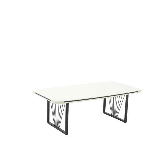 Nora Elit étkezőasztal lakk krém MDF lappal és fekete fém lábakkal 92x160 cm