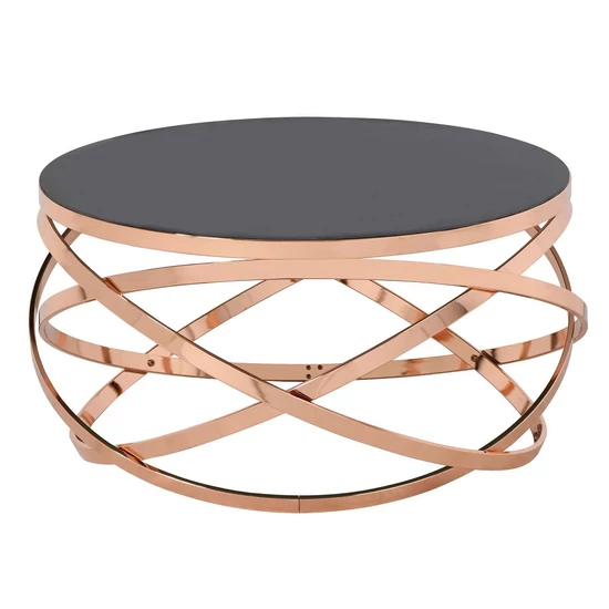 Modern dohányzóasztal magasfényű MDF lappal Bronz/Fekete