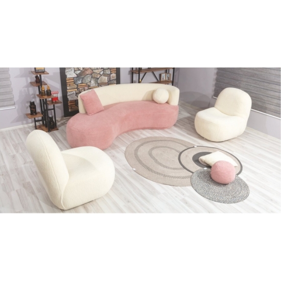 Lena félköríves kanapé buklé szövettel Pink-Bézs