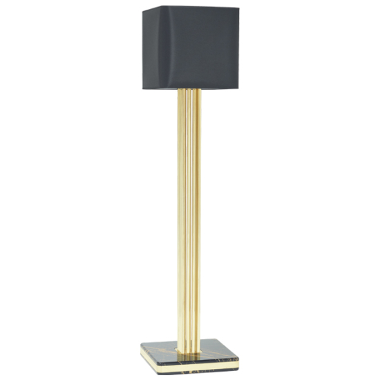 Modern állólámpa magasfényű MDF talppal Arany/Fekete-Arany