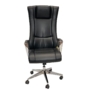 Kép 2/4 - Vendi05 Főnöki szék fix alumínium karfával és króm lábbal fekete műbőrrel