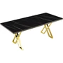 Kép 1/2 - Luna Elit étkezőasztal fekete royal MDF lappal és arany fém lábakkal 92x160 cm