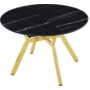 Kép 1/3 - Tuna bővíthető kőr étkezőasztal fekete sonata MDF lappal és arany fém lábakkal 120x120 cm
