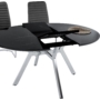 Kép 3/3 - Tuna bővíthető kőr étkezőasztal fa hatású MDF lappal és fekete fém lábakkal 120x120 cm