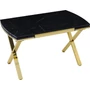 Kép 1/2 - Vega bővíthető étkezőasztal fekete royal MDF lappal és arany fém lábakkal 79x132 cm