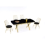 Kép 2/2 - Vega bővíthető étkezőasztal fekete royal MDF lappal és arany fém lábakkal 79x132 cm