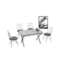 Kép 2/2 - Vega bővíthető étkezőasztal fehér marmo MDF lappal és ezüst fém lábakkal 79x132 cm