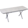 Kép 1/2 - Vega bővíthető étkezőasztal fehér marmo MDF lappal és ezüst fém lábakkal 79x132 cm
