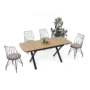 Kép 2/2 - Vega bővíthető étkezőasztal fa hatású MDF lappal és fekete fém lábakkal 79x132 cm
