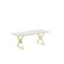 Kép 2/5 - Alya Elit étkezőasztal lakk fehér MDF lappal, arany fém lábakkal 92x160 cm és 6 db Alya székkel