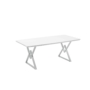 Kép 2/6 - Alya Elit étkezőasztal lakk fehér MDF lappal, ezüst fém lábakkal 92x160 cm és 6 db Alya székkel