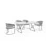 Kép 1/6 - Alya Elit étkezőasztal lakk fehér MDF lappal, ezüst fém lábakkal 92x160 cm és 6 db Alya székkel