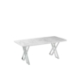 Kép 1/3 - Luna Elit étkezőasztal fehér marmo MDF lappal és ezüst fém lábakkal 92x160 cm