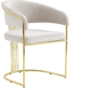 Kép 4/5 - Alya Elit étkezőasztal lakk fehér MDF lappal, arany fém lábakkal 92x160 cm és 6 db Alya székkel