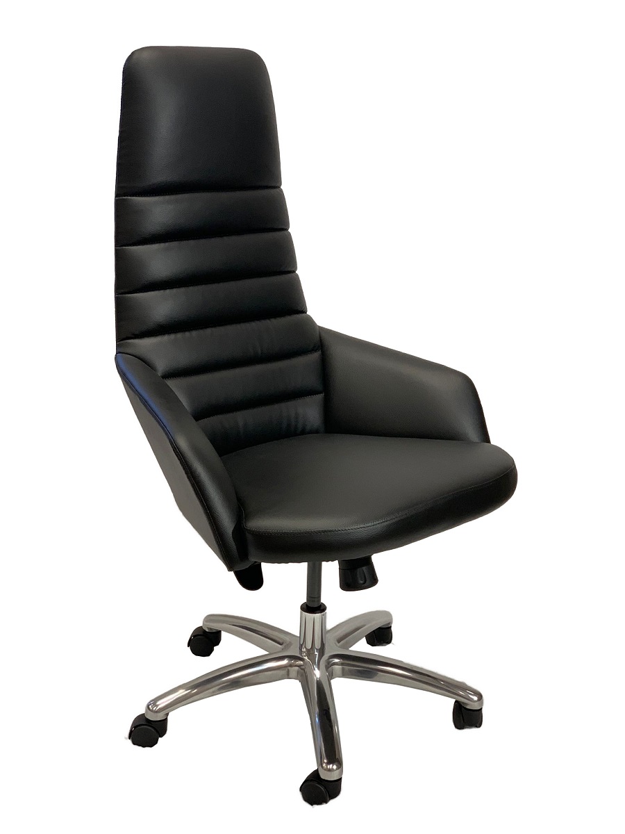 Morat05 Főnöki szék szinkron mechanikával és króm lábbal fekete műbőrrel