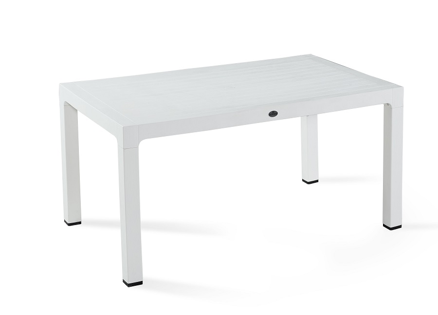 Fa hatású rattan asztal 90x150 cm Fehér