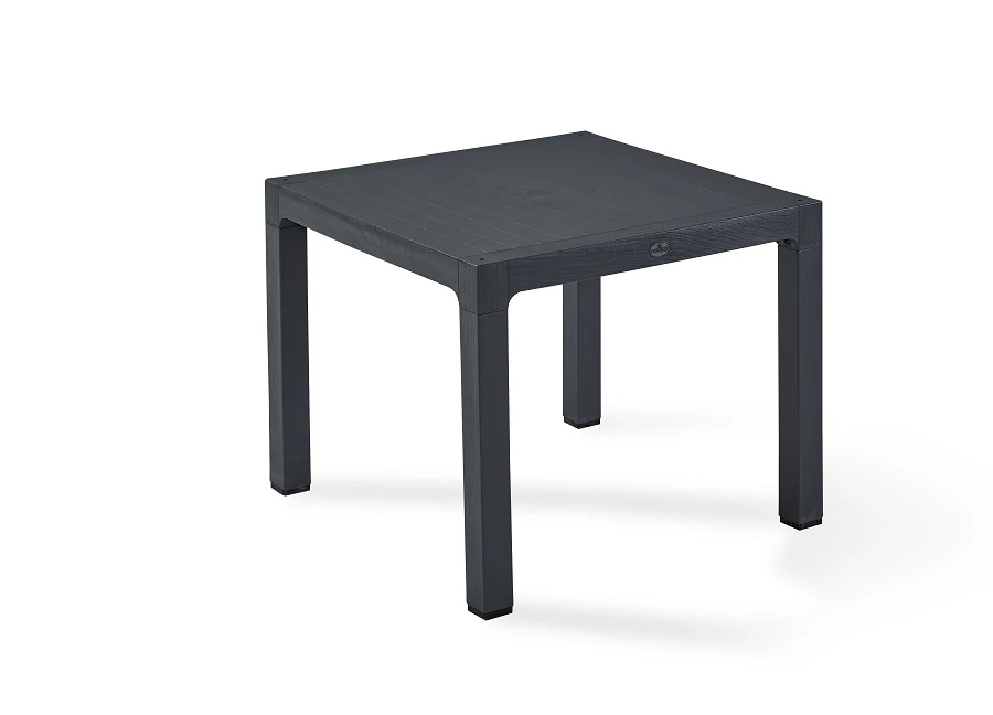 Fa hatású rattan asztal 90x90 cm Antracit
