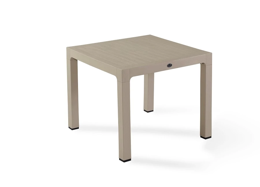 Fa hatású rattan asztal 90x90 cm Bézs