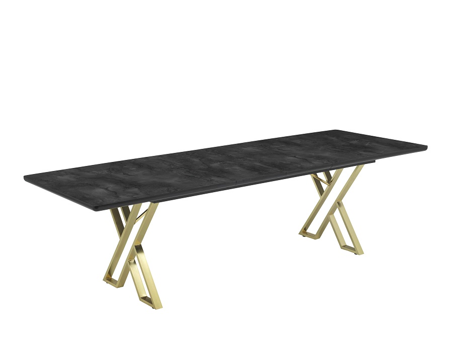 Leon Soft bővíthtő étkezőasztal lakk irony MDF lappal és arany fém lábakkal 92x160 cm (200 cm)