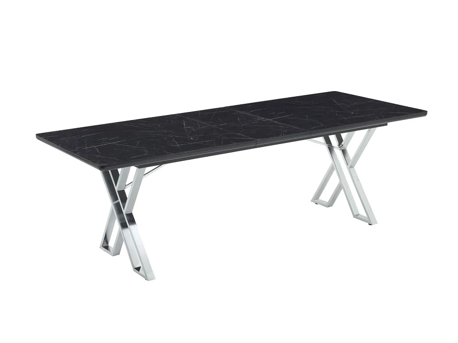 Leon Soft bővíthtő étkezőasztal lakk royal MDF lappal és ezüst fém lábakkal 92x160 cm (200 cm)
