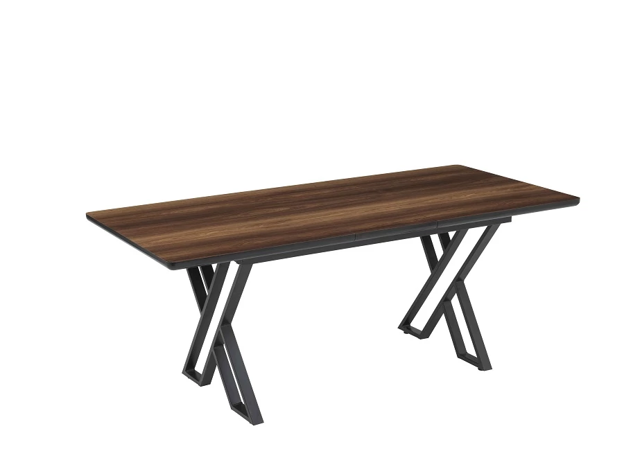 Leon Soft bővíthtő étkezőasztal lakk hazar MDF lappal és fekete fém lábakkal 92x160 cm (200 cm)