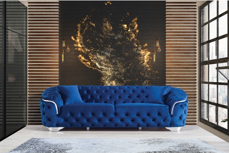 Garland Silver 3 személyes chesterfield kanapé Kék